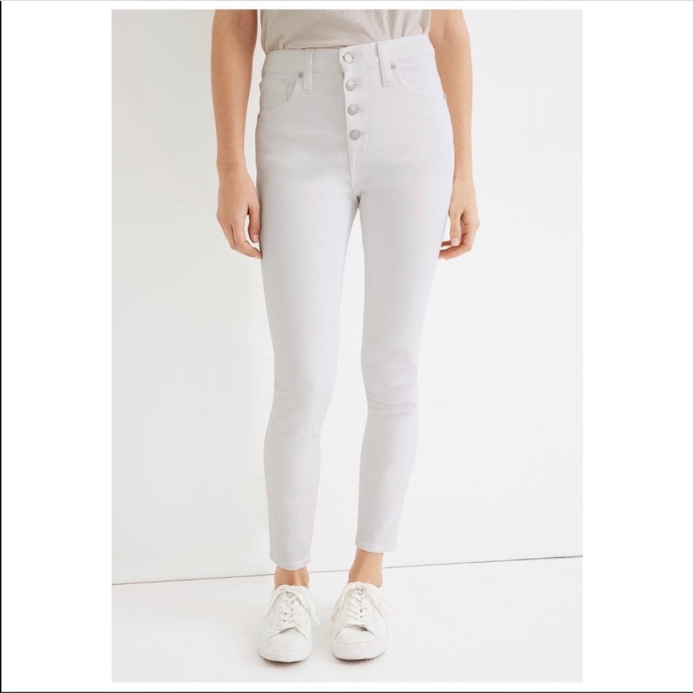 MADEWELL 10" High-Rise Skinny Crop Button-Front